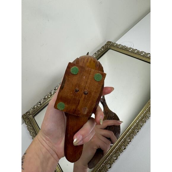 Vintage Hand-Carved Wooden Sitting Bird Sculpture, Mid Century Wood Bird Figure - Picture 6 of 10